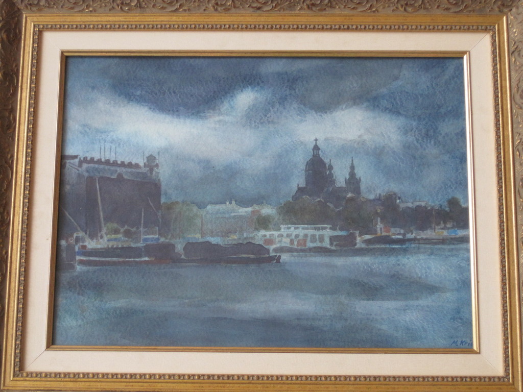 Mario Kriek 1906-1977 aquarel, Amsterdam bij nacht kopen? Bied vanaf 10!