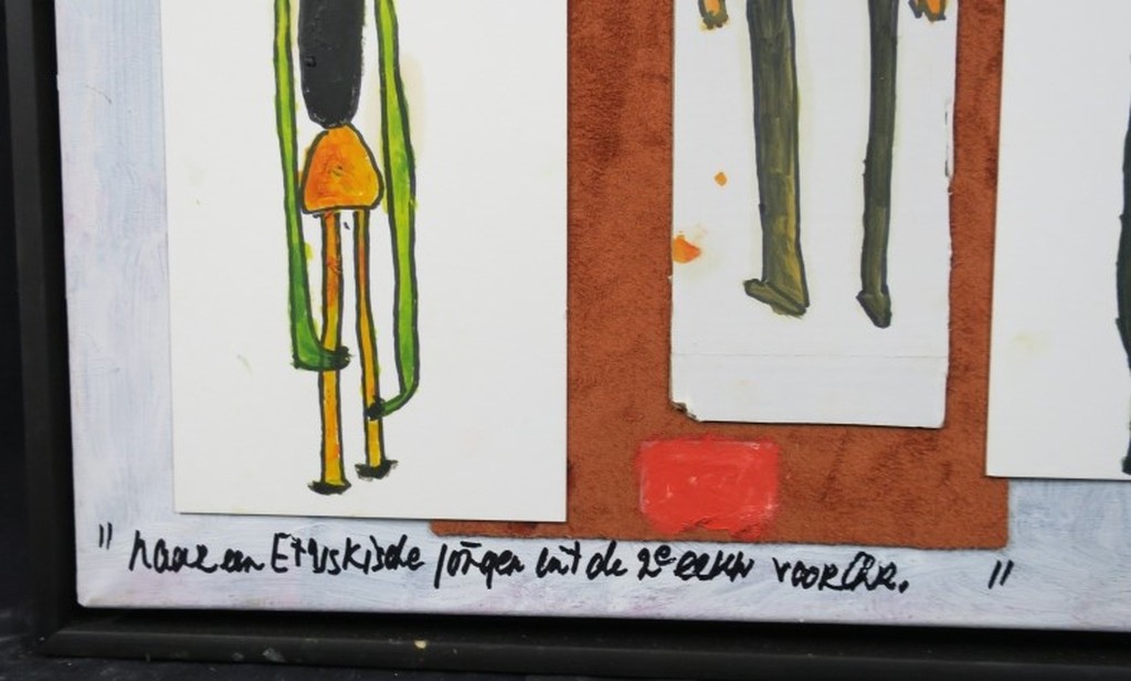 Meertje Kaal: Gemengde techniek op doek, Naar een Etruskische jong.. - Ingelijst kopen? Bied vanaf 35!