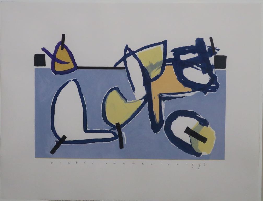 Pieter Vermeulen: Gemengde techniek op papier, Zonder titel - Ingelijst kopen? Bied vanaf 70!