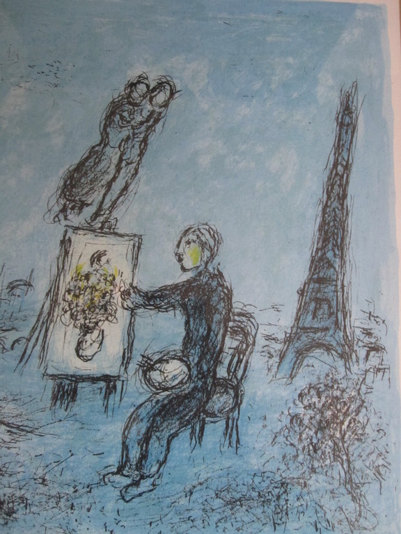 Marc Chagall - Litho - Le peintre et son double - 1981 - ingelijst kopen? Bied vanaf 90!