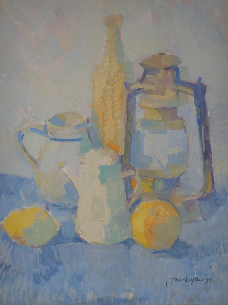 jan Verheijen, olieverf op board, stilleven met fruit en theekan II kopen? Bied vanaf 1!