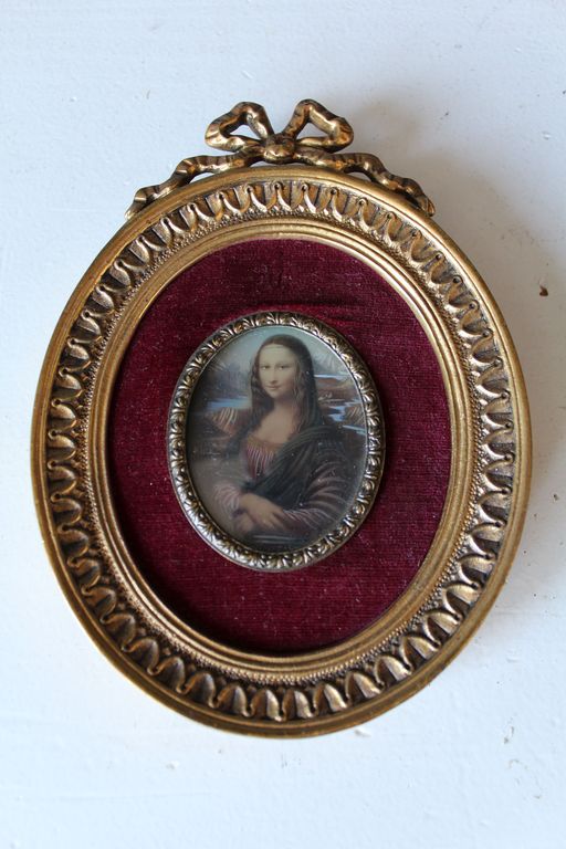 Miniatuur portret van de Mona Lisa- Italiaans ca 1920  verkocht voor € 50!