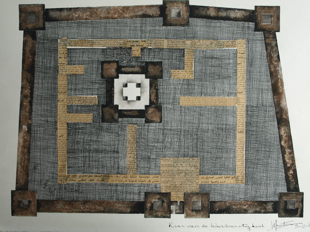 Walter Barten : Collage - Ksar van de Weerbarstigheid – gesigneerd – 1986 kopen? Bied vanaf 25!