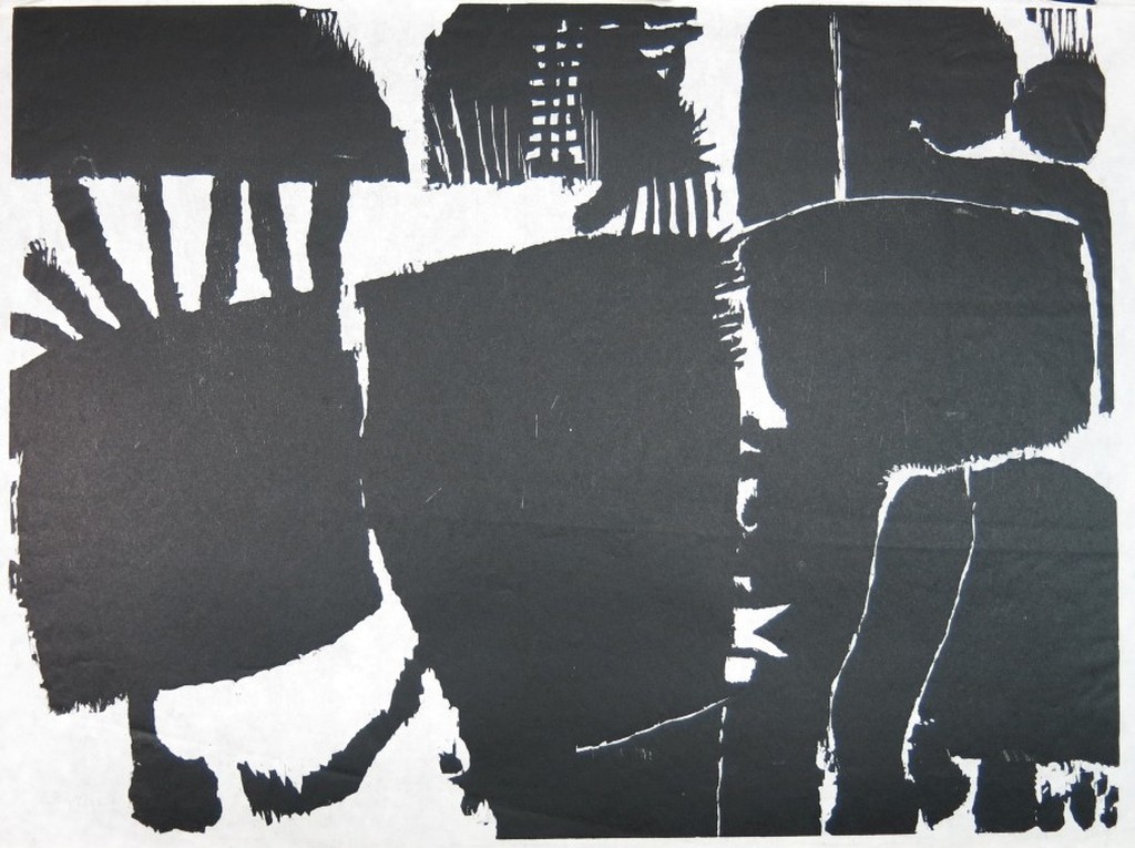 Guillaume Le Roy: Linosnede, Compositie in zwart kopen? Bied vanaf 40!