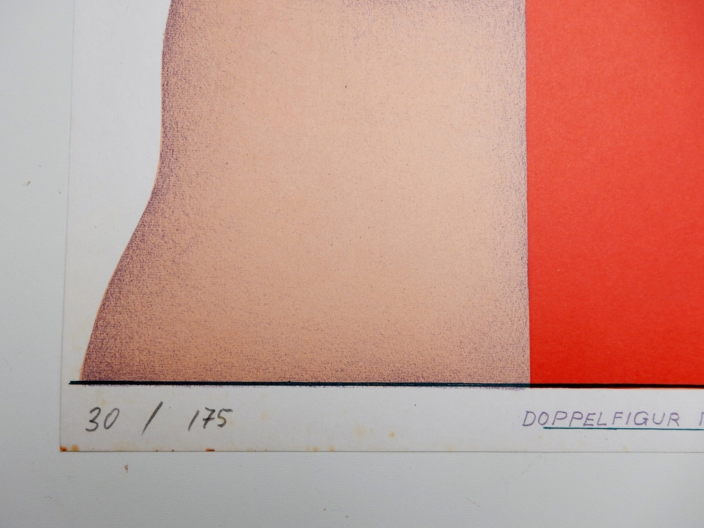 Jörg Remé - zeefdruk uit 1971 - Doppelfigur mit Schnecke - gesigneerd kopen? Bied vanaf 1!