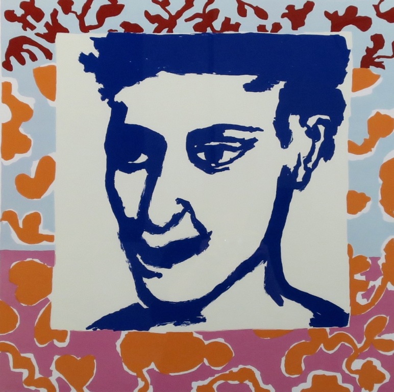 Marianne Haselhoff: Zeefdruk, Z. t. (blauw hoofd) - Ingelijst kopen? Bied vanaf 1!