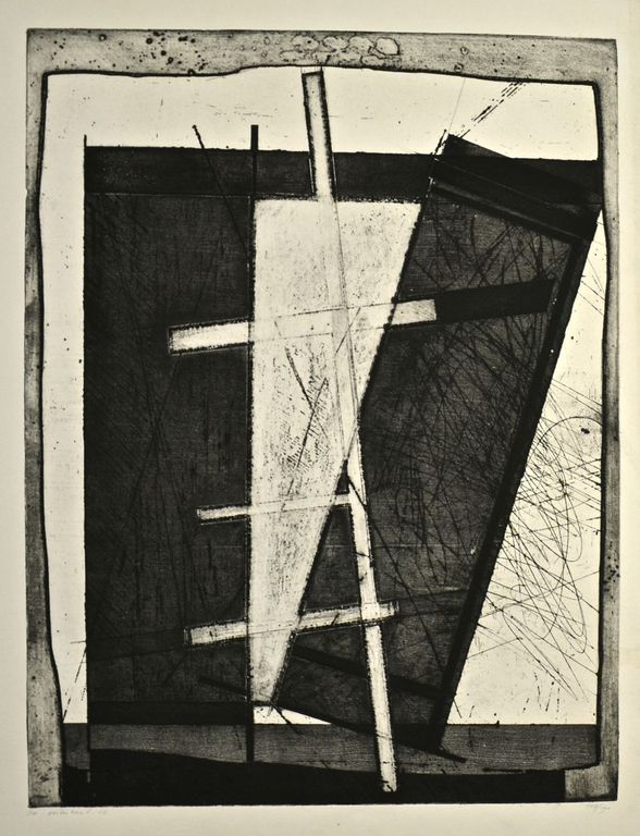 Ko Oosterkerk: Ets. Abstracte compositie verkocht voor € 50!