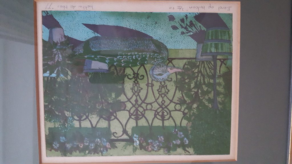 Laetitia de Haas, ets, Eend op balcon kopen? Bied vanaf 10!