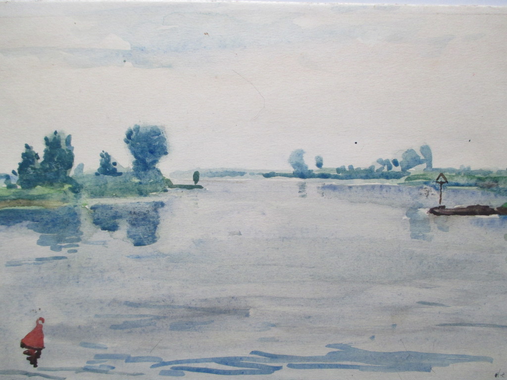 Onbekend, aquarel De Lek 1952 kopen? Bied vanaf 30!