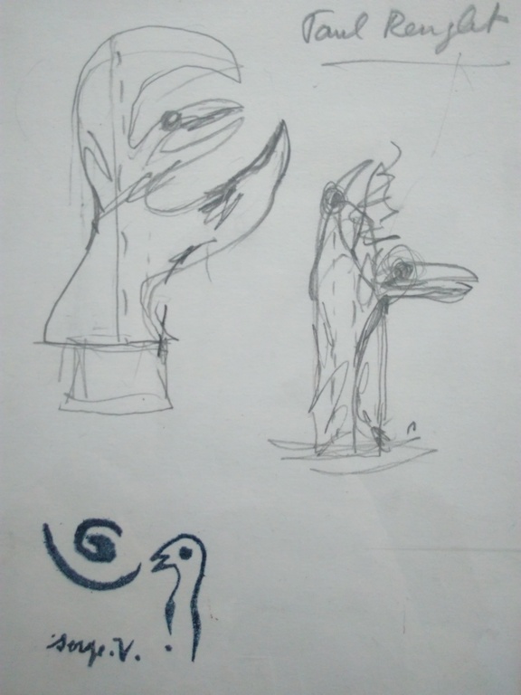 Serge vandercam tekening uit 1991, gesigneerd met atelier stempel CoBrA  verkocht voor € 50!