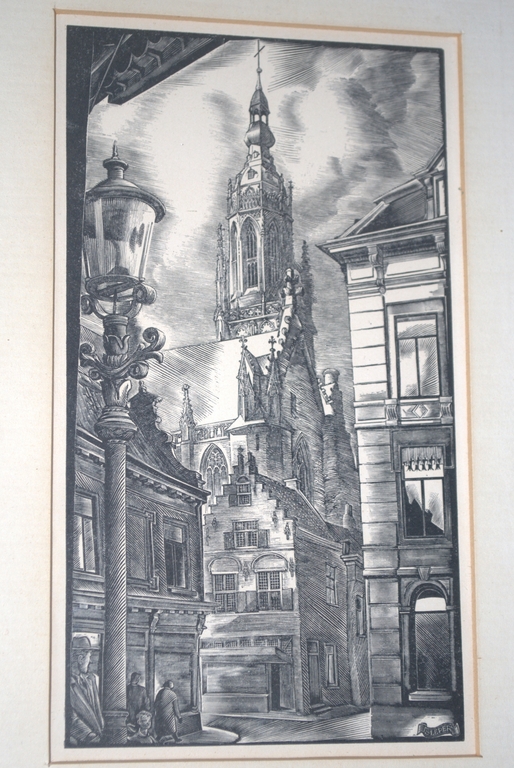 JAN STRUBE litho Kerstavond te BREDA en JAN SLEPER (1919-2002) houtgravure BREDA kopen? Bied vanaf 45!