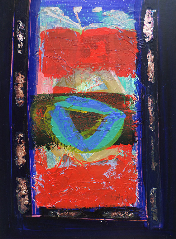 Arty Grimm - Abstract, gouache (in passe-partout, groot) verkocht voor € 200!