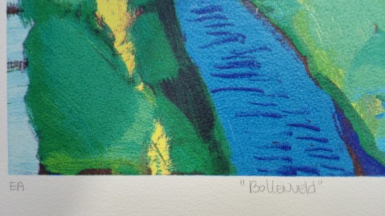 Jentsje Popma, zeefdruk op papier, Titel: Bollenveld kopen? Bied vanaf 50!