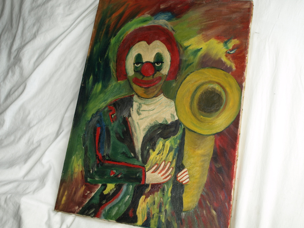 Onduidelijke signatuur : Olieverf op canvas – Clown – ca 1970 kopen? Bied vanaf 1!