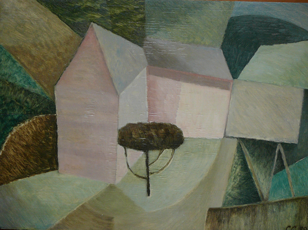 'Huis met Boom' -olieverf, gesigneerd, 1989- kopen? Bied vanaf 45!