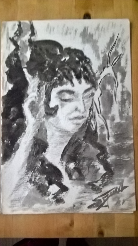 Willem Jurcka, tekening, portret vrouw verkocht voor € 35!