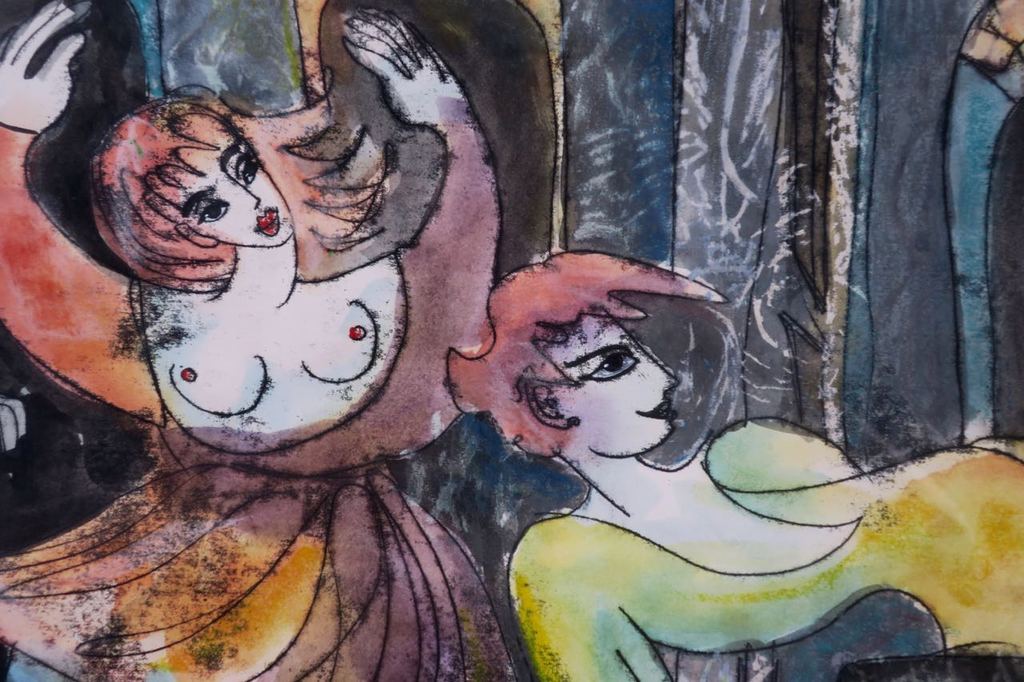 Franca Muller Jabusch: Gouache, Zonder titel - Ingelijst kopen? Bied vanaf 35!