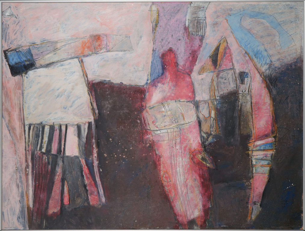 Louis Derijks - Louis Derijks: Gouache, Roze figuur - Ingelijst kopen? Bied vanaf 40!