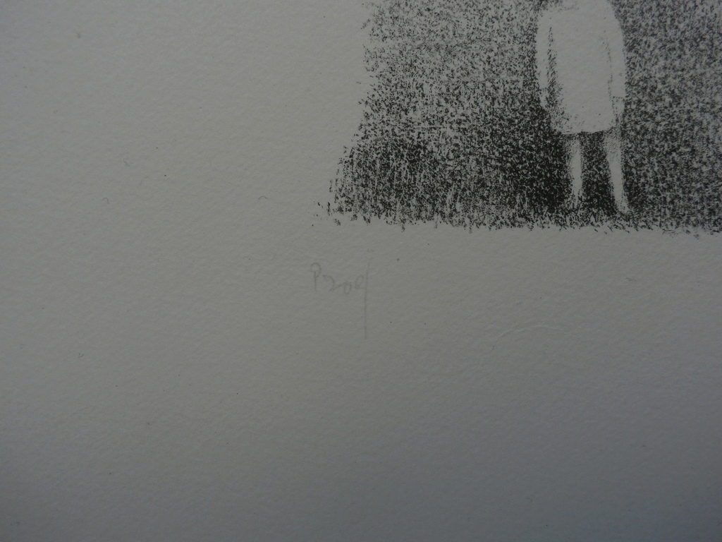 Metten Koornstra - 2 litho's op 1 blad: figuur in landschap - 1972 - proefdruk kopen? Bied vanaf 45!