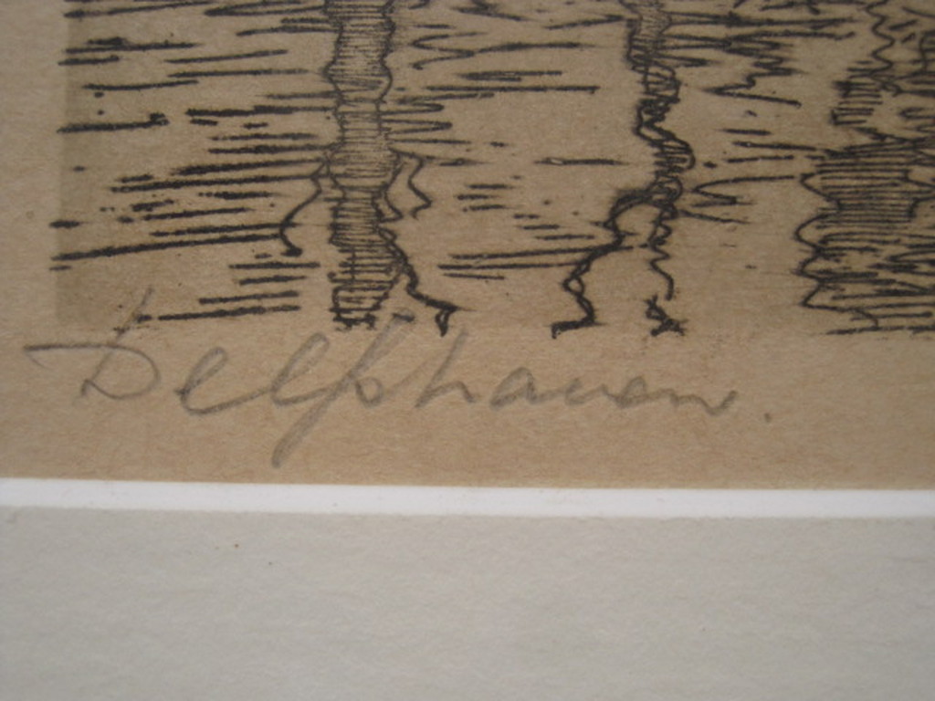 Marius Janssen 1885-1957 mooie ets "Delfshaven" gesigneerd omstreeks 1920 kopen? Bied vanaf 1!