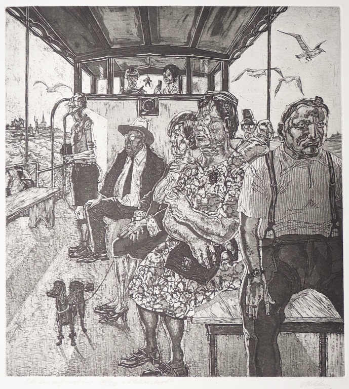 Jan van Helden, Plezierboot, ets/aquatint verkocht voor € 50!