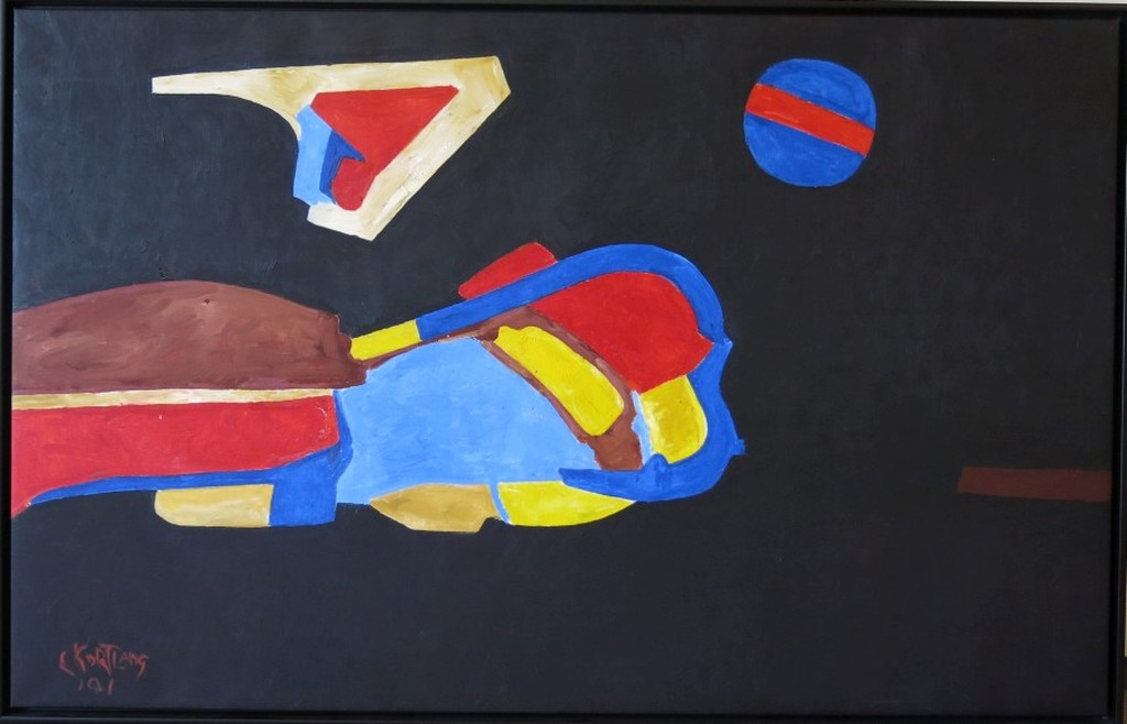 Cees Kortlang: Olieverf op doek, Spanning - Ingelijst (zeer groot!) verkocht voor € 400!