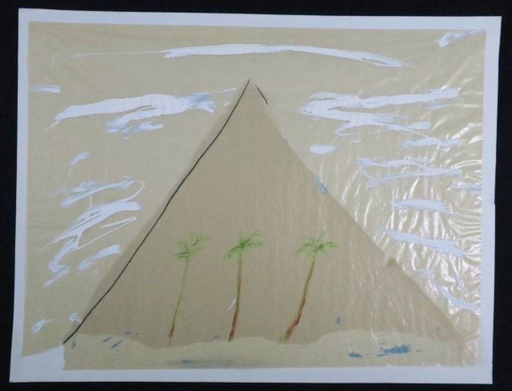 Elizabeth de Vaal: Collage op papier, Pyramid kopen? Bied vanaf 1!