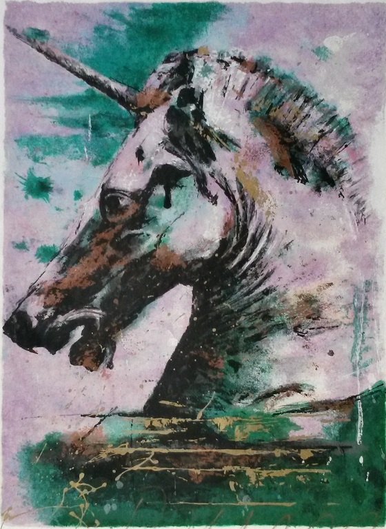 Gertie Bierenbroodspot - zeefdruk - Eenhoorn verkocht voor € 75!