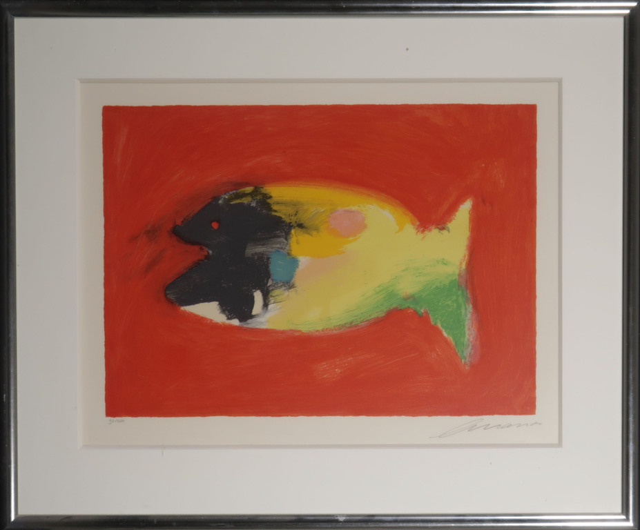 Eugene Brands: Litho, Vis - Ingelijst verkocht voor € 290!