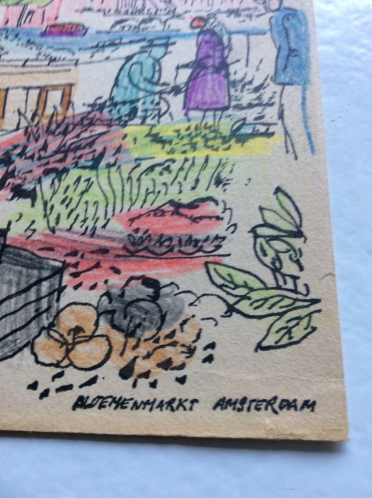 Onbekende kunstenaar - pentekening Bloemenmarkt Amsterdam, midden 20e eeuw kopen? Bied vanaf 1!