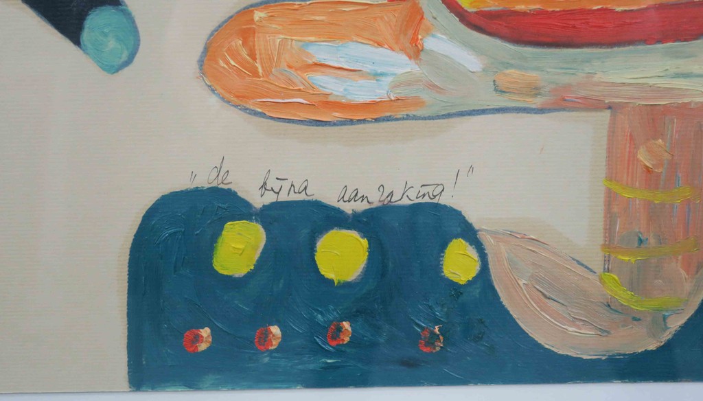 Meertje Kaal: Olieverf op papier, De bijna aanraking! - Ingelijst kopen? Bied vanaf 35!