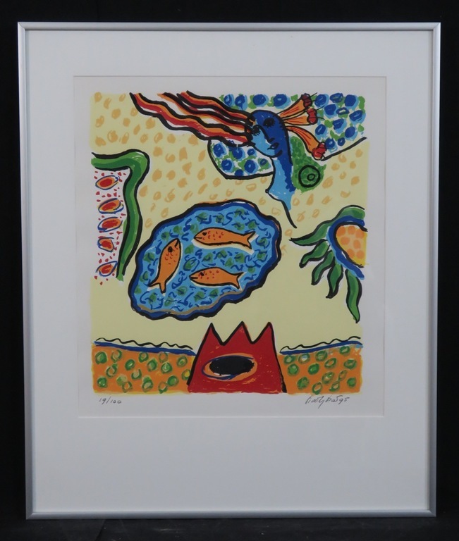 Keimpe Kootstra: Zeefdruk, Tuin van geluk IV - Ingelijst kopen? Bied vanaf 1!