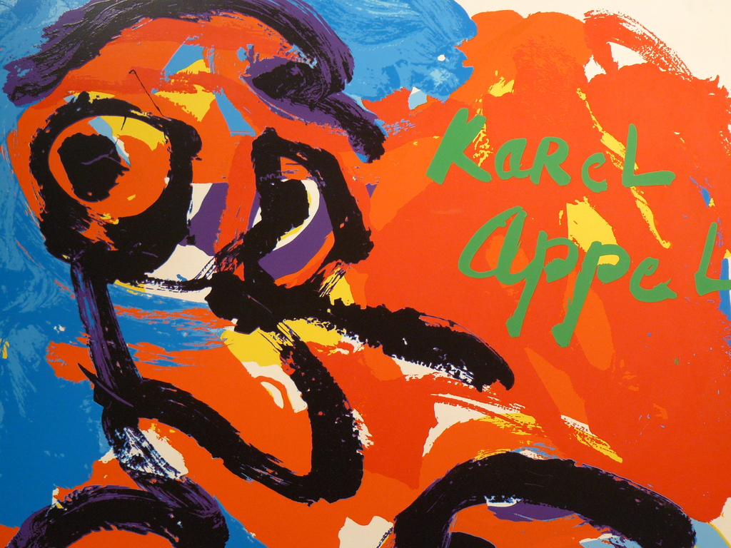 Karel Appel , deksel schilderskist , zeefdruk op hout kopen? Bied vanaf 550!