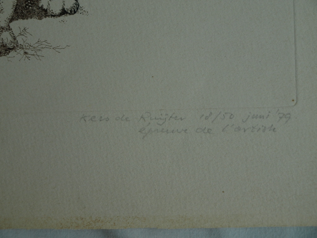 Kees de Ruijter : Ets , Boskat – gesigneerd – 1979 – oplage 50 ex. kopen? Bied vanaf 10!