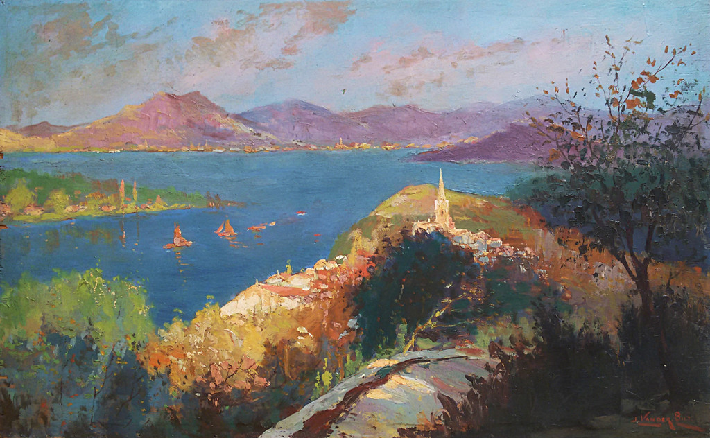 Johan van der Bilt - De Donau, olieverf op paneel verkocht voor € 275!