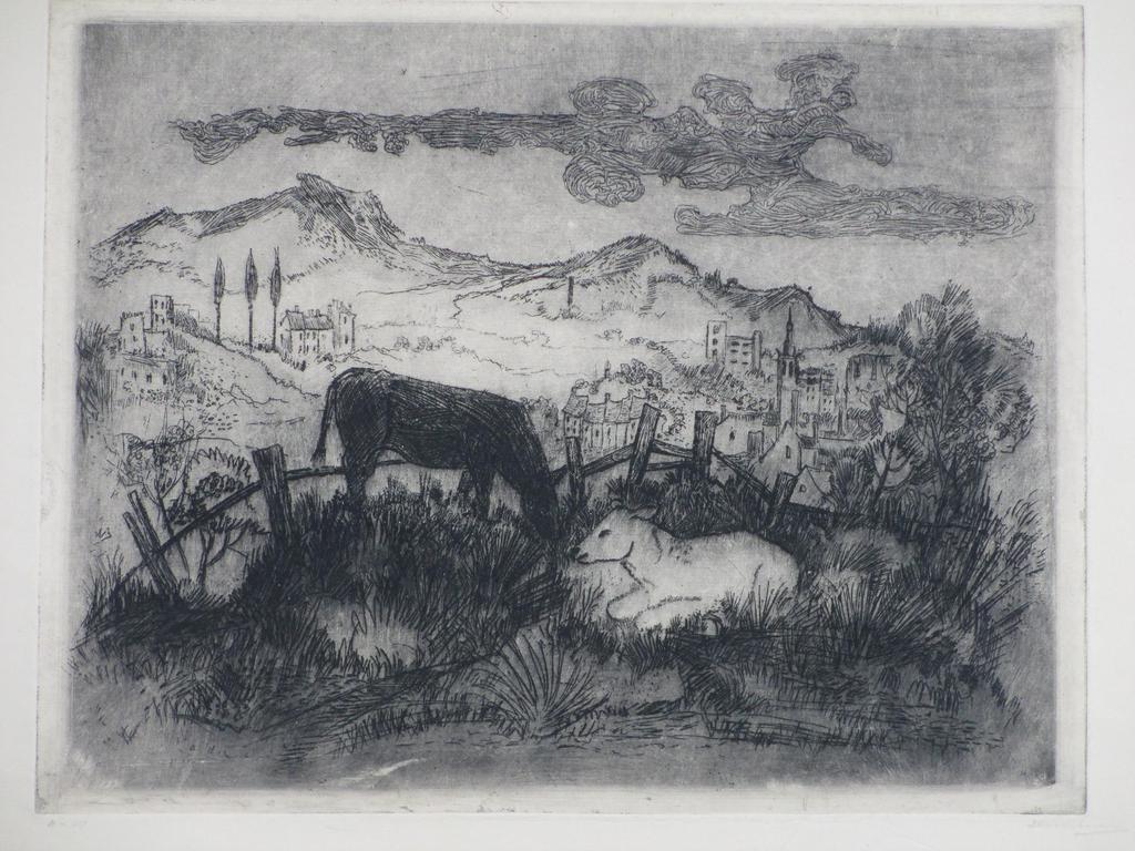 J.C.Nachenius, Mediterraan landschap, Ets kopen? Bied vanaf 25!