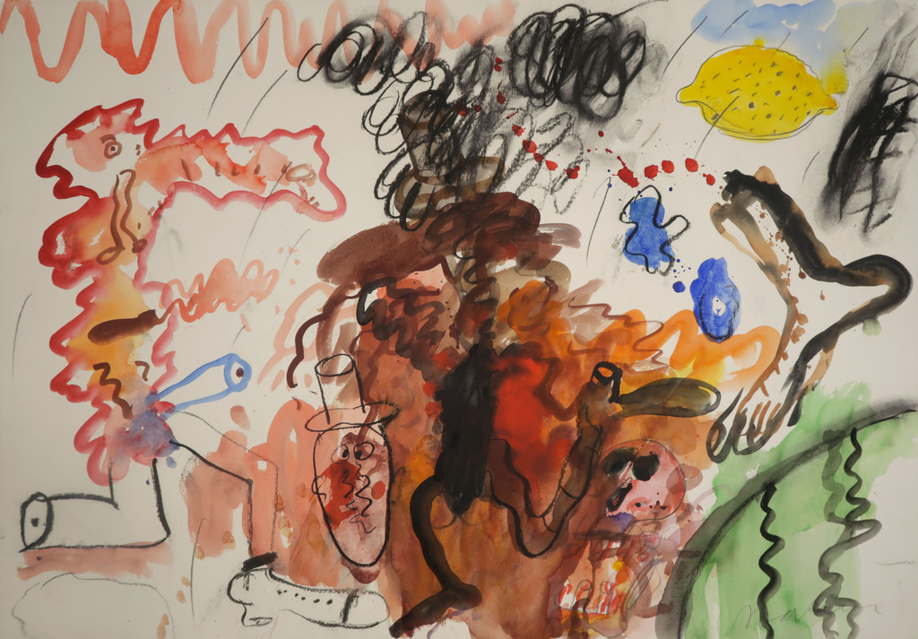 Anton Martineau: Aquarel en Krijt, Fantasievoorstelling met citroen (Groot) verkocht voor € 100!