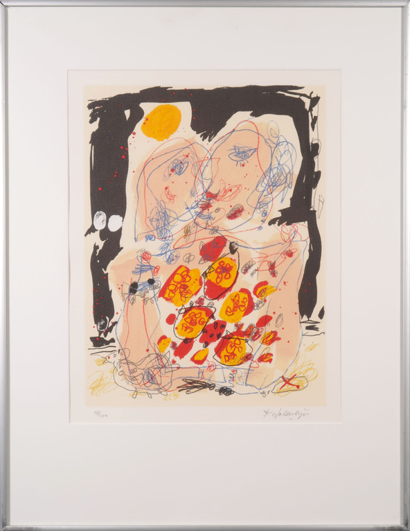 Kees Salentijn: Zeefdruk, Vestidos II - Ingelijst verkocht voor € 35!