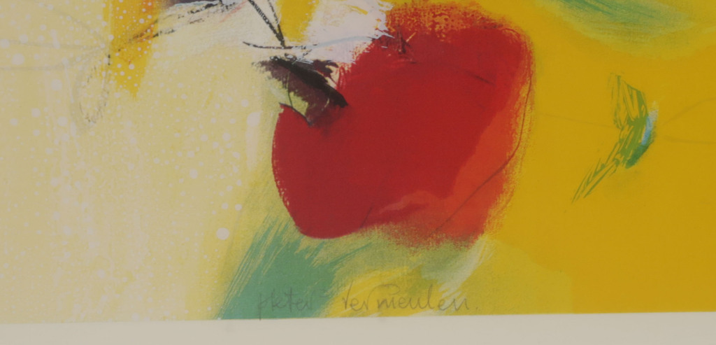 Pieter Vermeulen: Zeefdruk, Kersenschaal - Ingelijst (Groot) kopen? Bied vanaf 35!