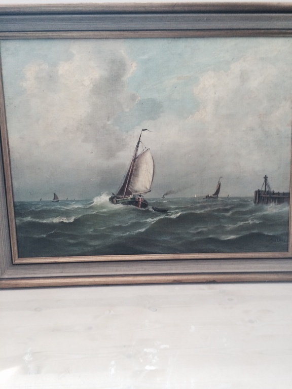 Zeezicht uit haven met platbodems kopen? Bied vanaf 1000!