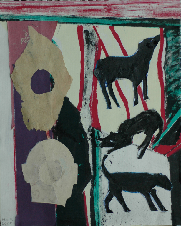 Hans Ebeling Koning, COLLAGE met drie honden verkocht voor € 40!