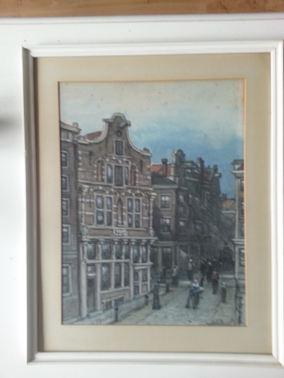 Johan Adolph Rust - aquarel - Vondelhuis Amsterdam verkocht voor € 55!