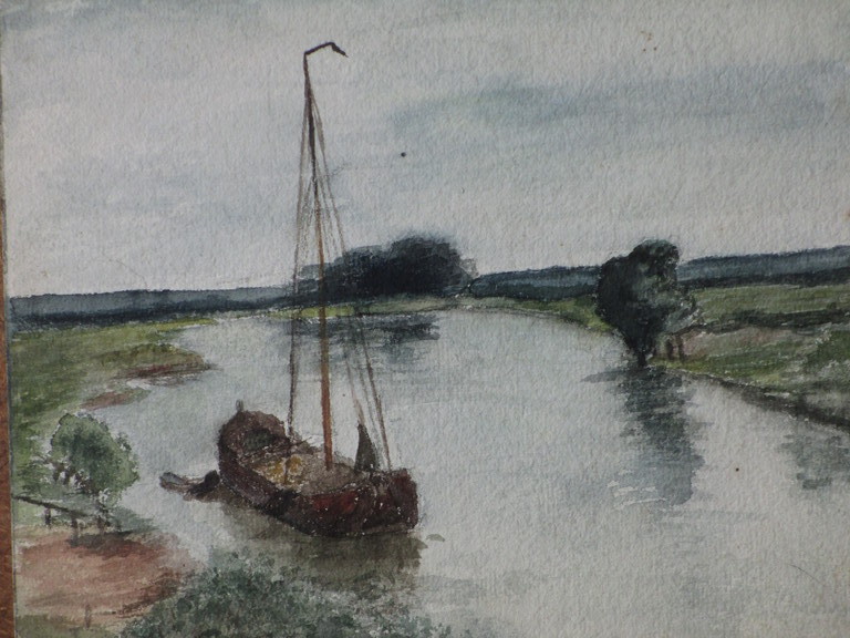 Anoniem, Zeilschip op Hollandse rivier, Gemengde techniek kopen? Bied vanaf 1!