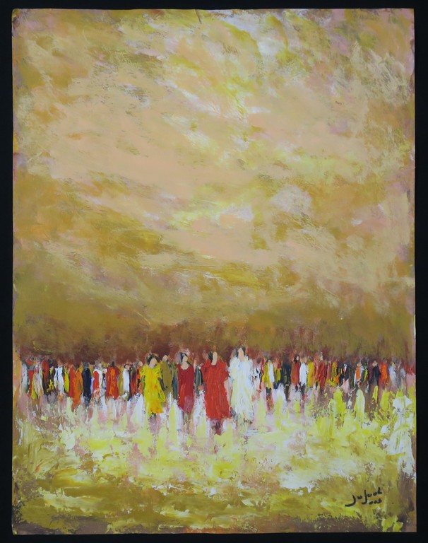 Jose van Gool: Acryl op papier, Z.T. Figuren verkocht voor € 60!