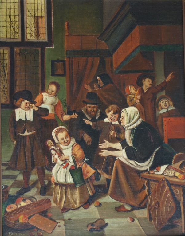 Fred Landsman : Olieverf op doek – Feest – ingelijst – 52 x 42 cm. kopen? Bied vanaf 1!