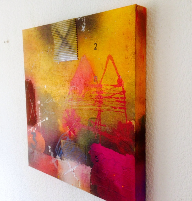 Theo koster, gemengde techniek, het rode huis kopen? Bied vanaf 1!