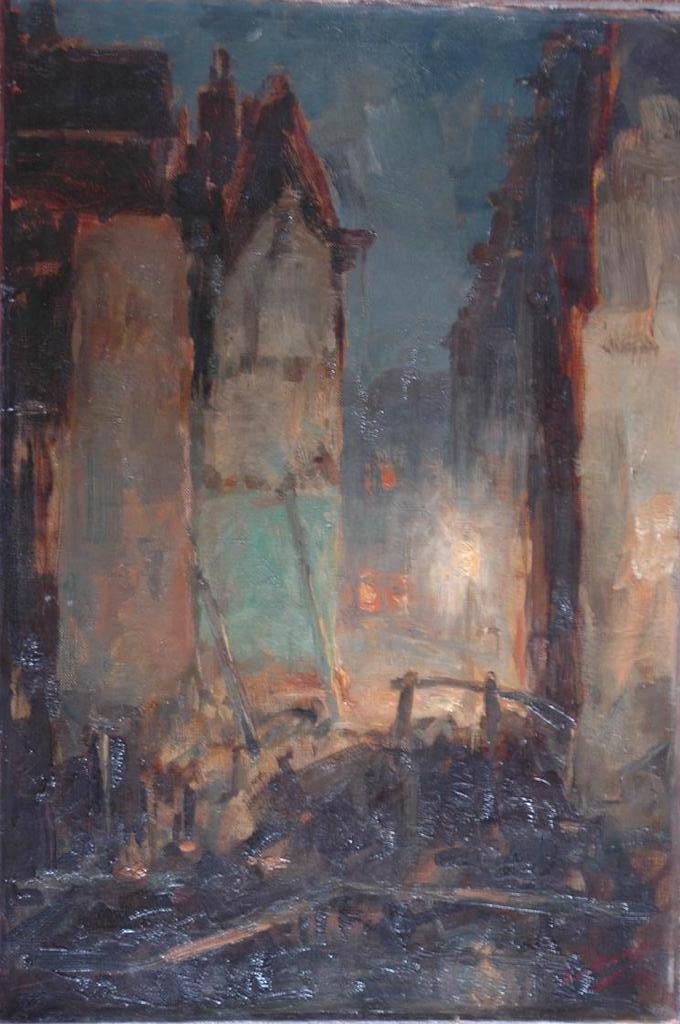 J La Barre, olieverf op doek Nachtgezicht Amsterdam bij Kolkje 50 x 70 gesign kopen? Bied vanaf 1!