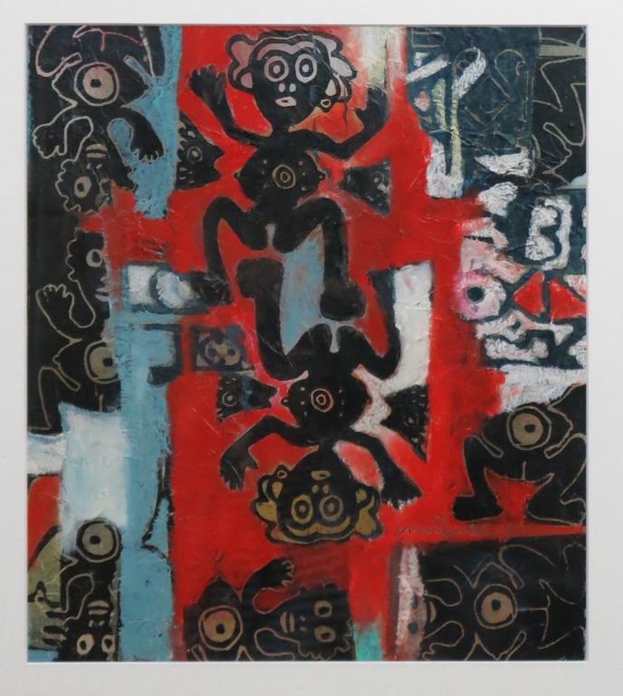 Hans Innemee: Olieverf en acryl op papier, De verleiding... - Ingelijst kopen? Bied vanaf 200!