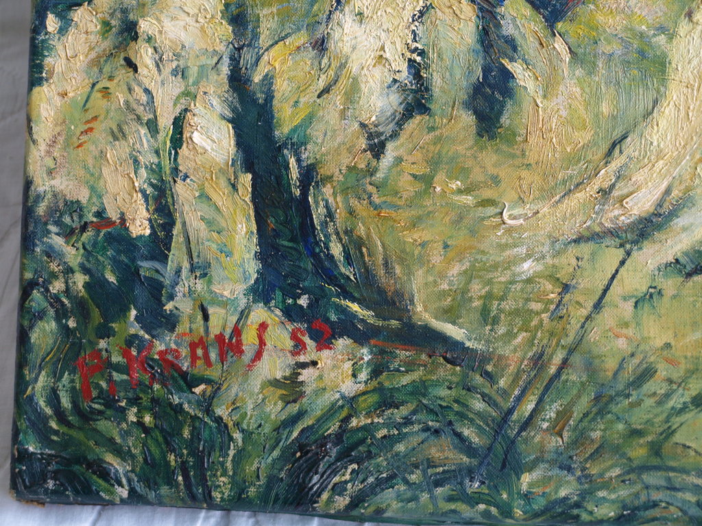 Onbekende kunstenaar : Olieverf op doek - Boerenlandschap – 1952  kopen? Bied vanaf 1!