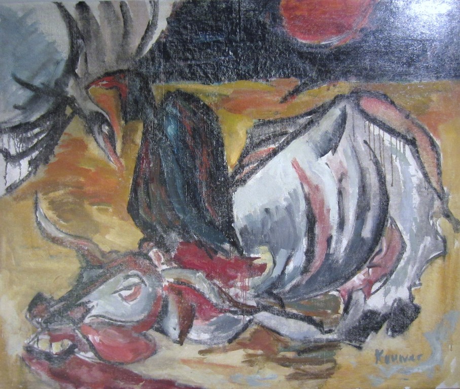 Olieverf - Willem Kouwer Boomkens (1911-1991) - Stilleven groot formaat verkocht voor € 51!